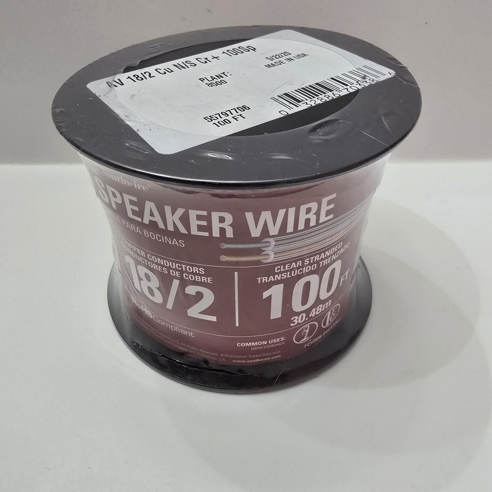 Southwire 55797706 Audio Alarm Speaker Wire 18/2 Copper Conduct 18 Gauge 100 ft